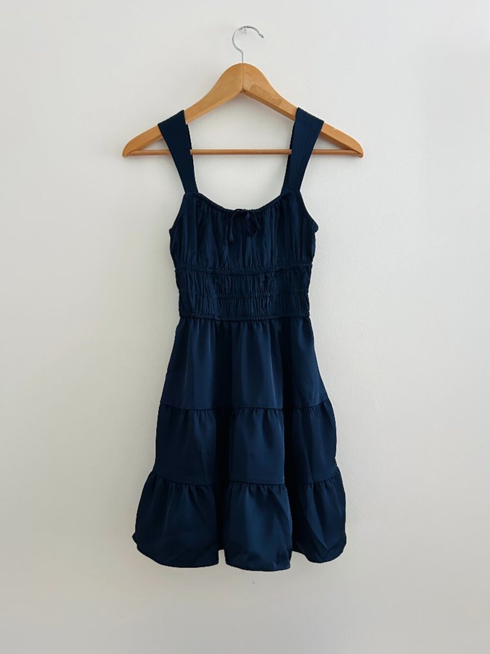 Aritzia Sunday Best Martine Satin Dress in Admiral Navy, Size XXS